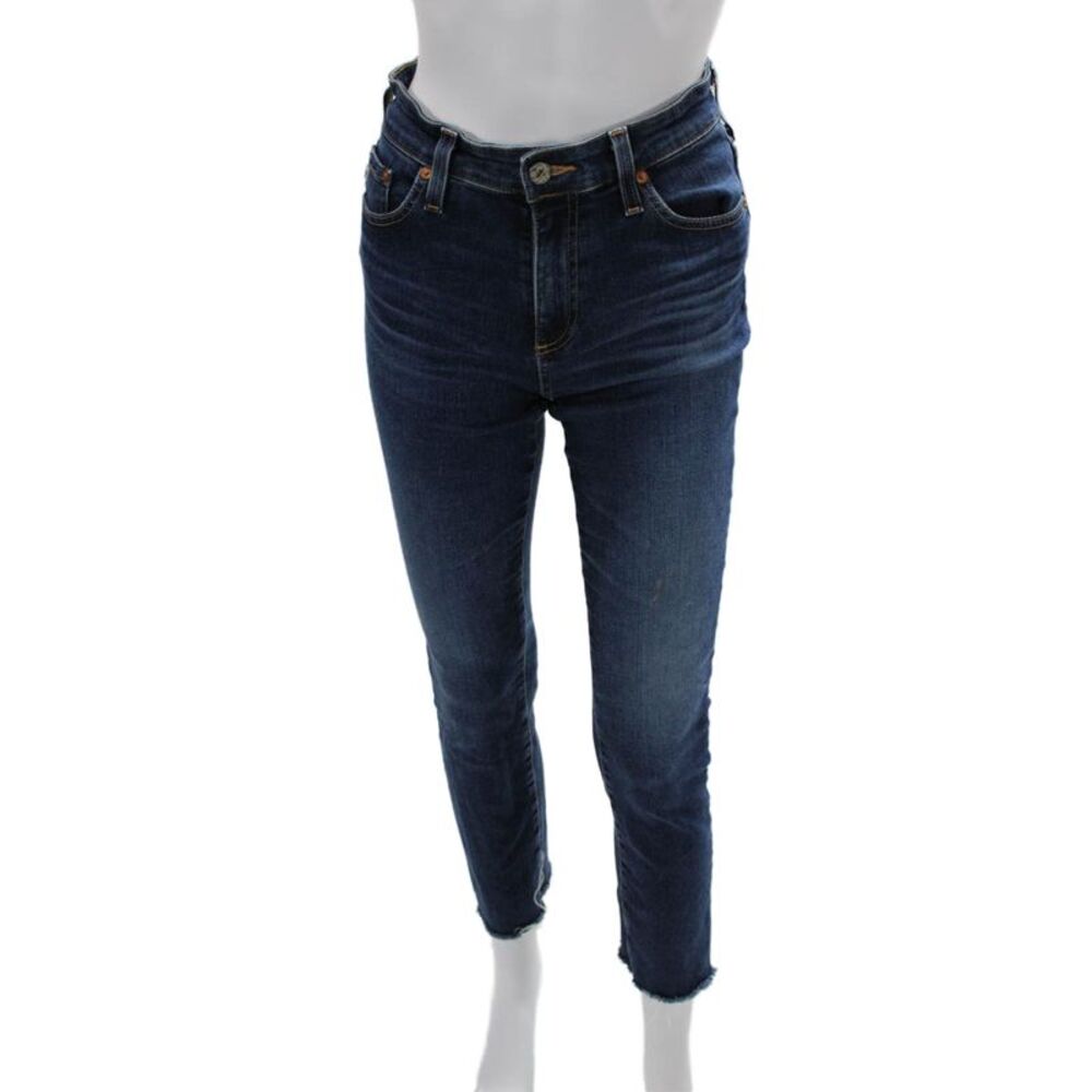 AG-ED Denim Women Skinny Ankle Jeans Dark Blue Mid Rise Button Size 26